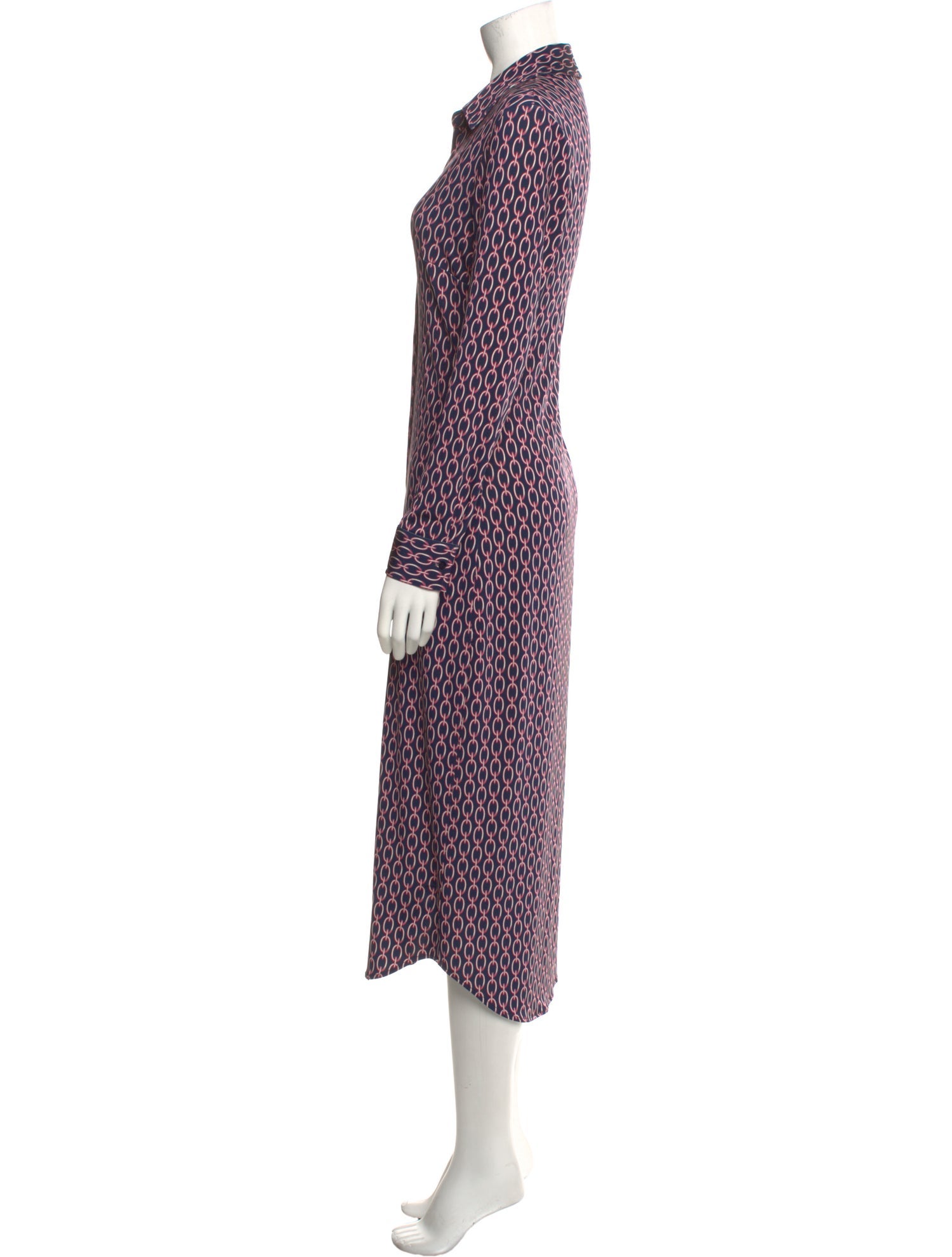 L'Agence Polka Dot Print Midi Length Dress